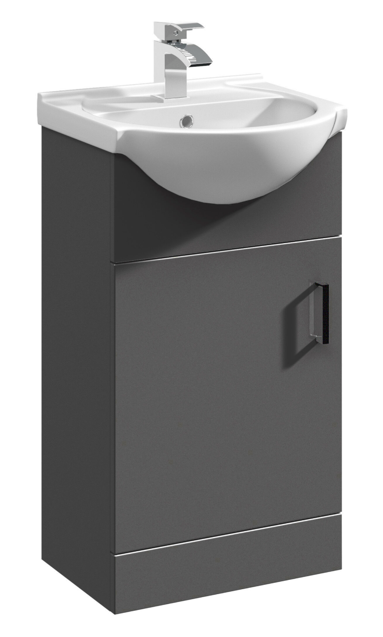 Nuie Axis Round Basin & Floor Standing Cabinets