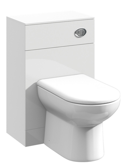 Nuie Axis Satin White/Soft Black 500mm WC Cabinet