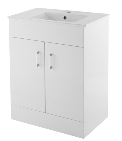Nuie Turin 2 Door Unit & Basin Floor Standing Gloss White