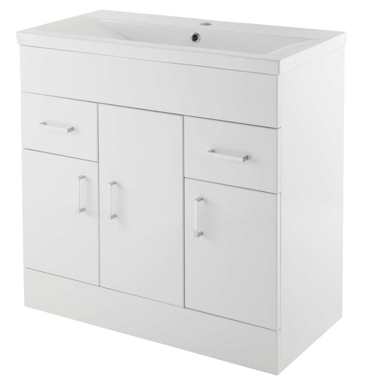 Nuie Turin 3 Door, 2 Drawer Unit & Basin Floor Standing Gloss White