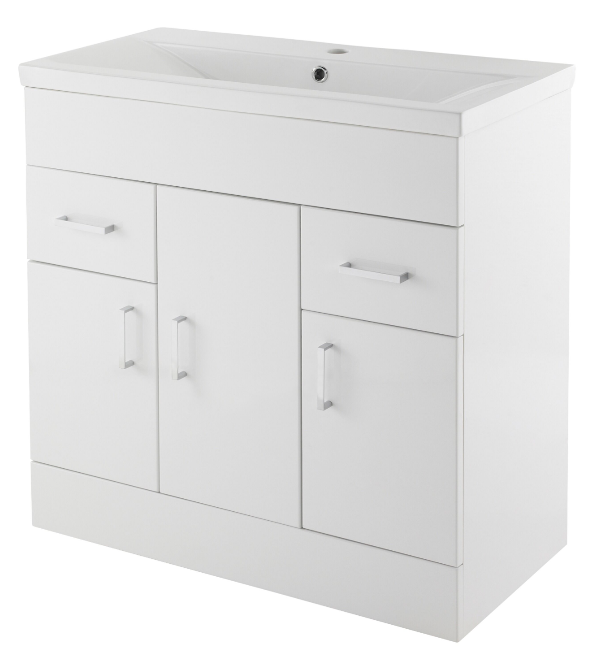 Nuie Turin 3 Door, 2 Drawer Unit & Basin Floor Standing Gloss White