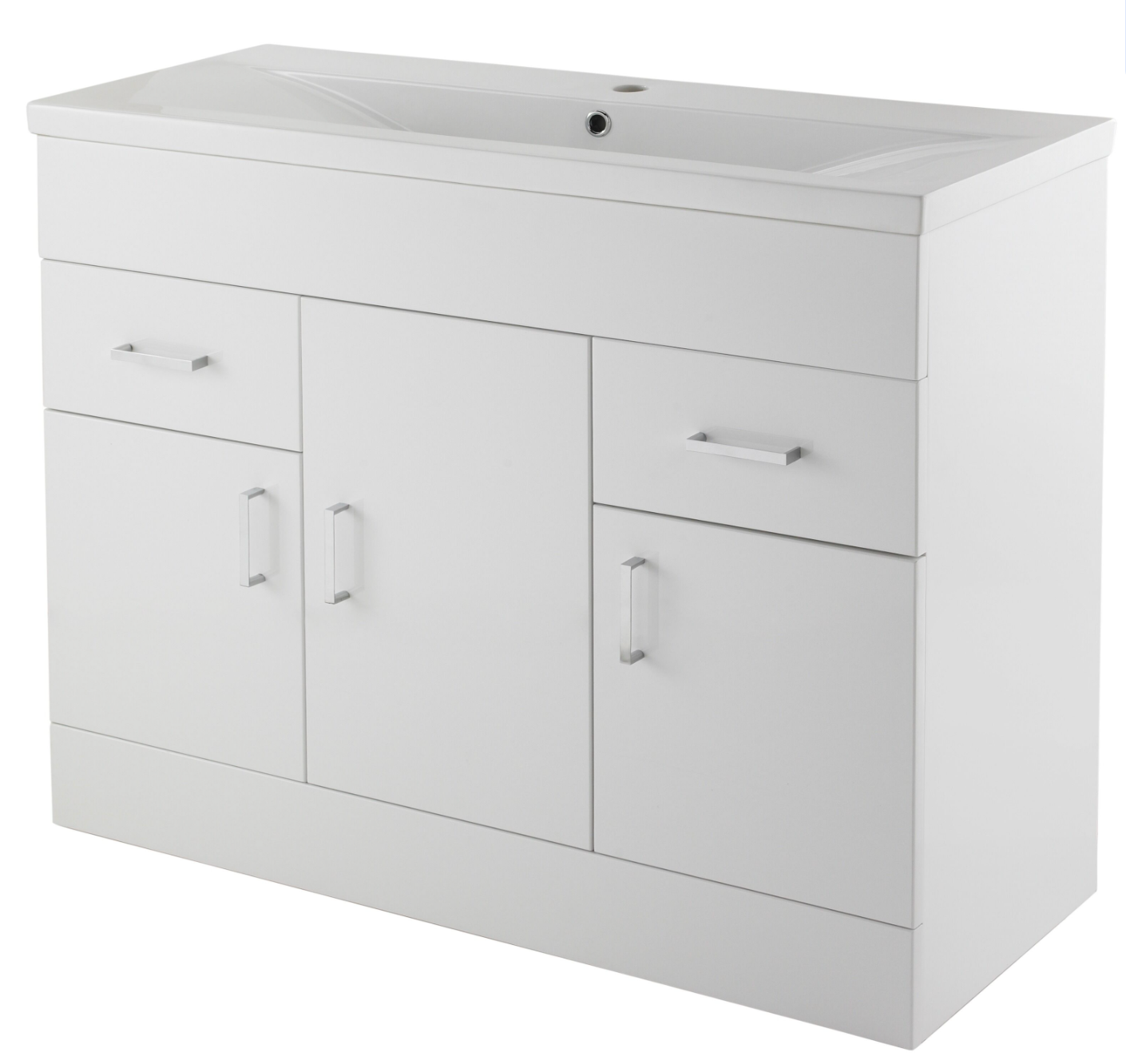 Nuie Turin 3 Door, 2 Drawer Unit & Basin Floor Standing Gloss White