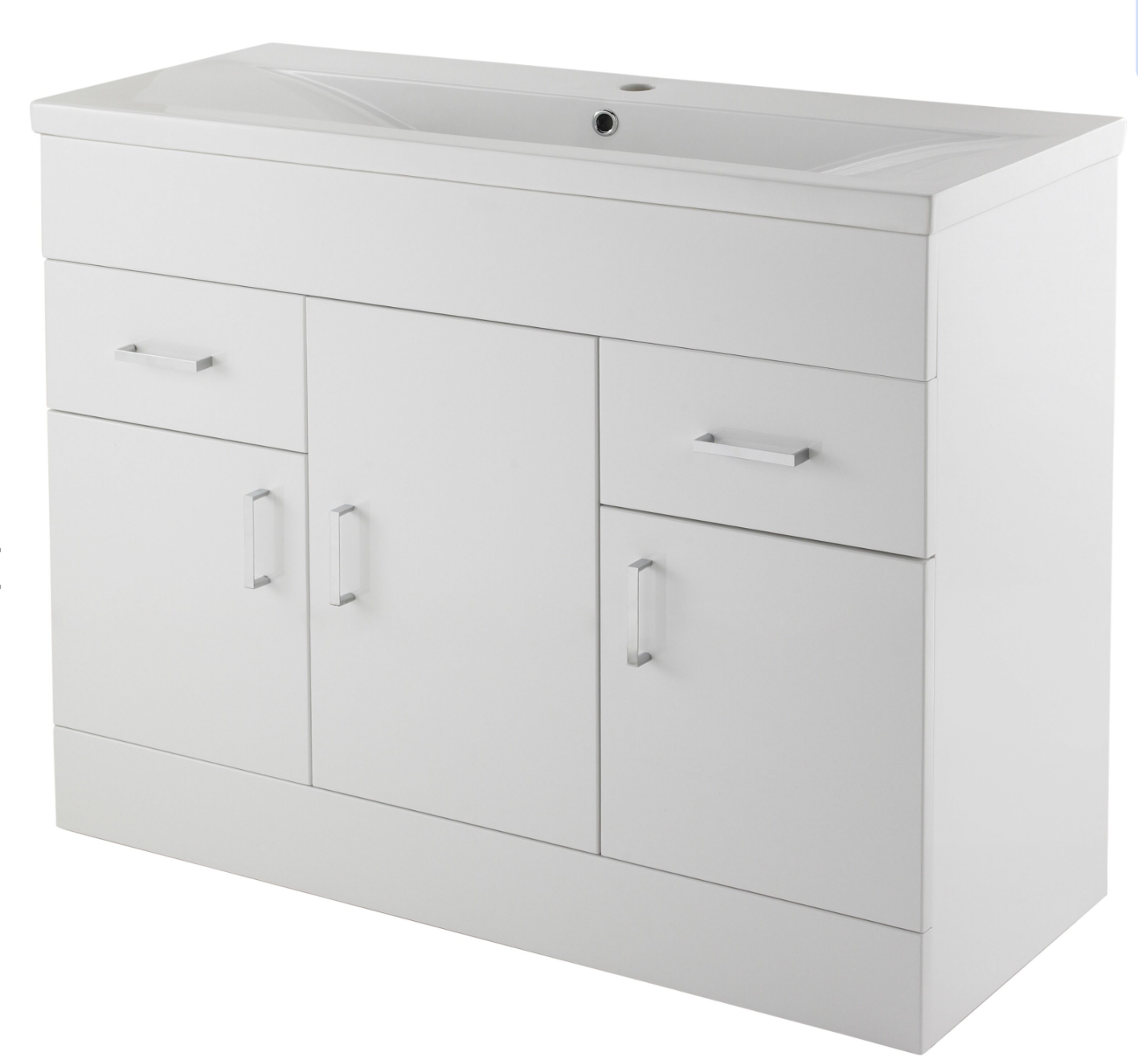 Nuie Turin 3 Door, 2 Drawer Unit & Basin Floor Standing Gloss White