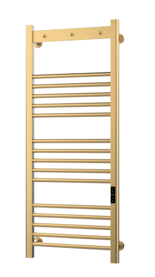 K Vit Toro Electric Towel Rail Brushed Brass