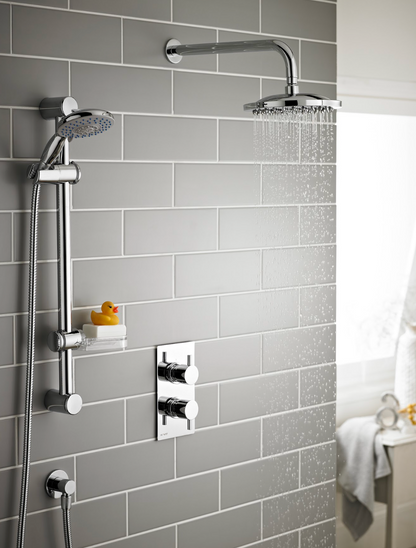 K Vit Plan Option 3 Thermostatic Concealed Shower with Adjustable Slide Rail Kit and Overhead Drencher