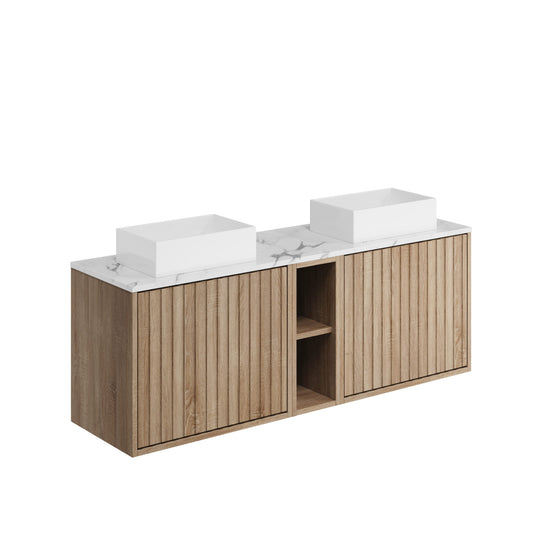 Scudo Alfie 1400 Cabinet Including Open Storage, Countertop & Basin