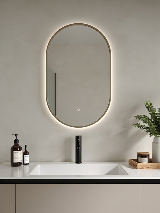 Giavani Siena 500 x 800mm Steam Free Colour Changing Mirror Brushed Brass