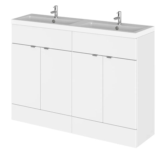 Fusion 1200mm 4 Door Floor Standing Vanity Unit & Twin Basin