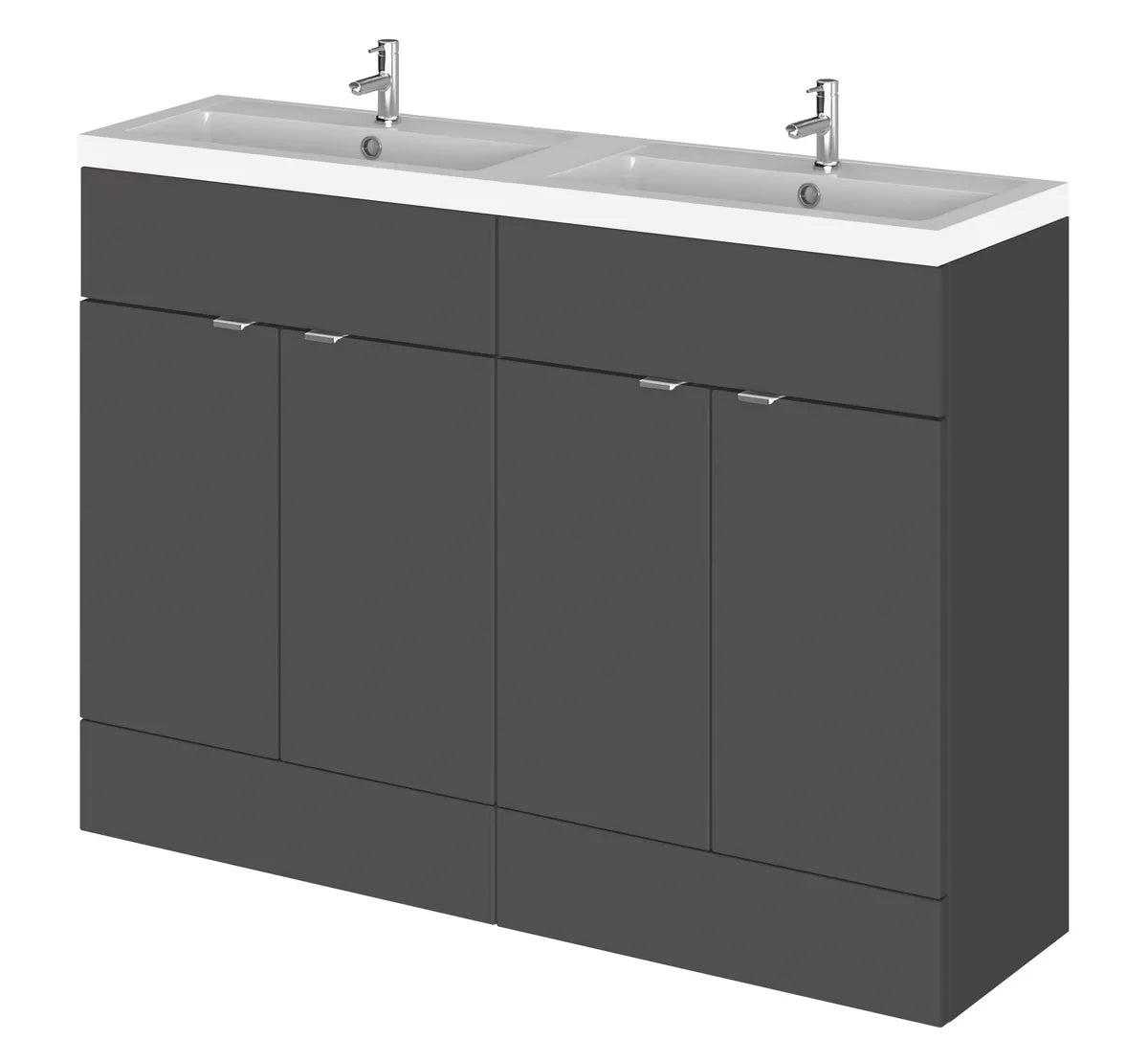 Fusion 1200mm 4 Door Floor Standing Vanity Unit & Twin Basin