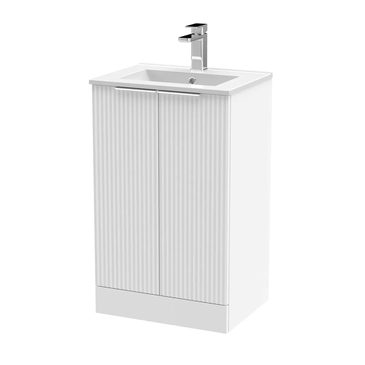 Fluted 500/600mm 2 Door floor Standing Vanity