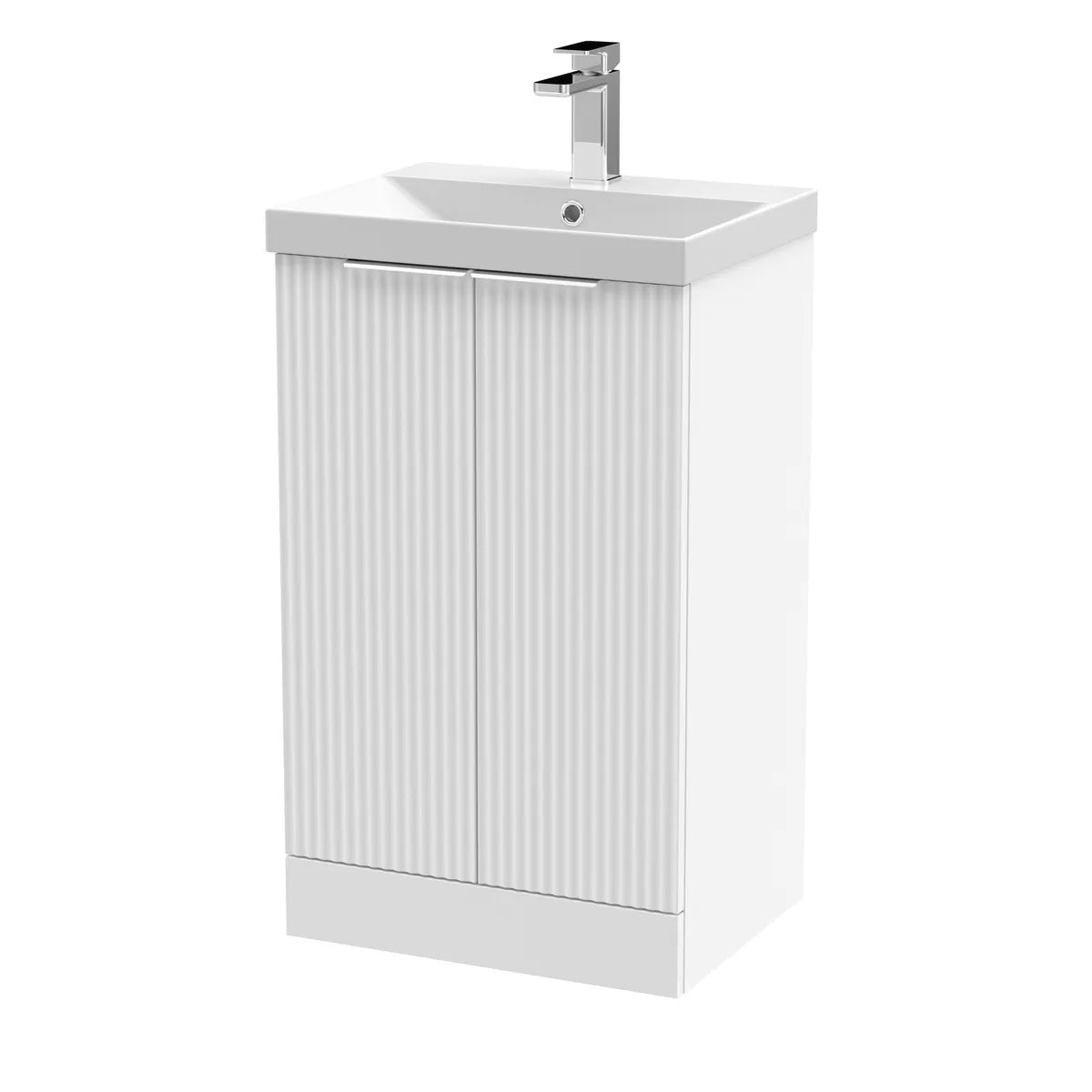 Fluted 500/600mm 2 Door floor Standing Vanity