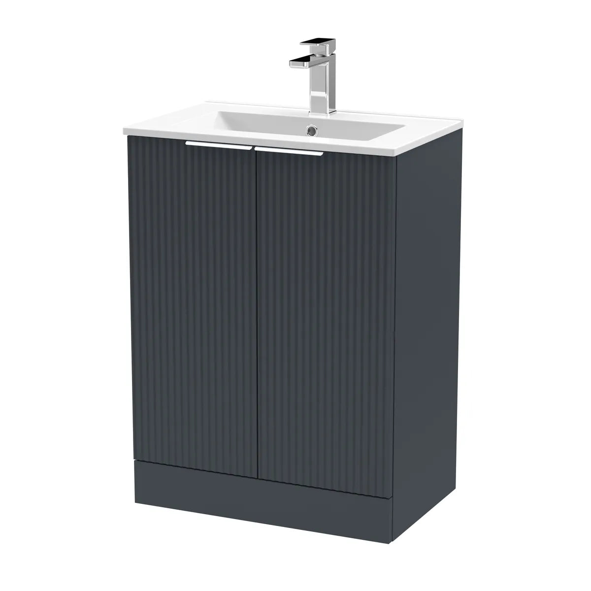 Fluted 500/600mm 2 Door floor Standing Vanity