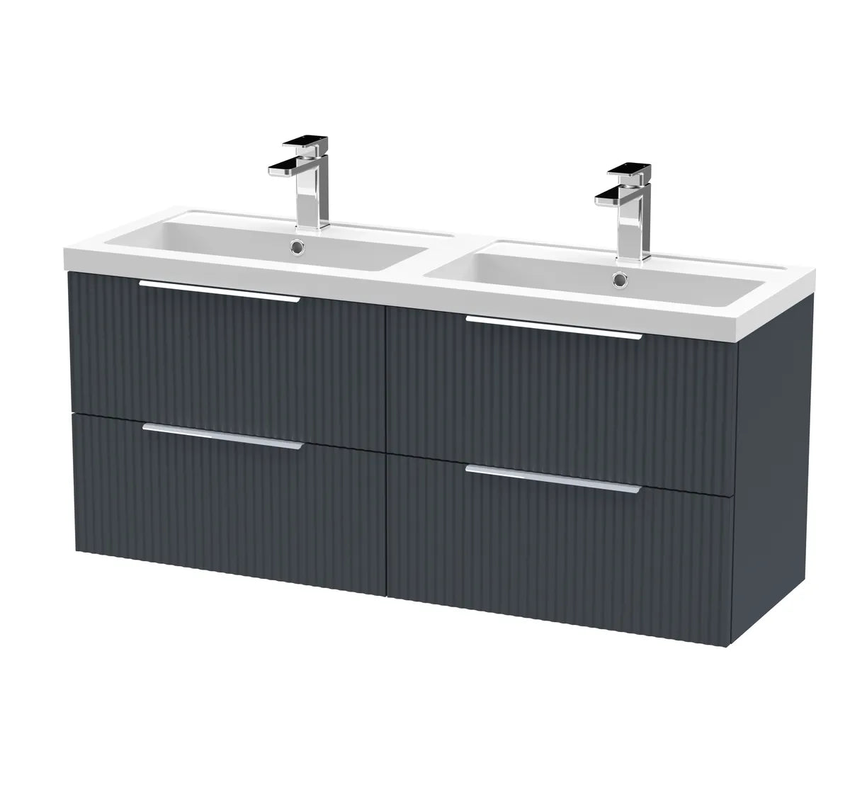 Fluted 1200mm 2/4 Drawer Wall Hung Twin Vanity