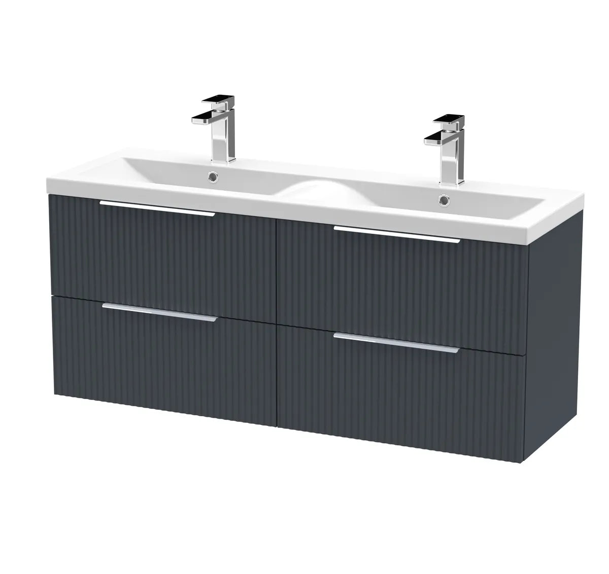 Fluted 1200mm 2/4 Drawer Wall Hung Twin Vanity