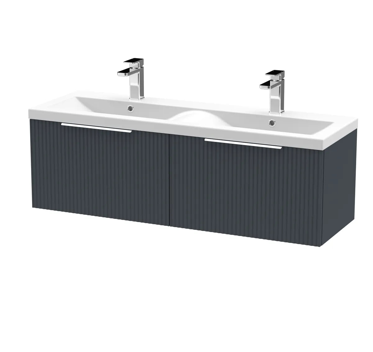 Fluted 1200mm 2/4 Drawer Wall Hung Twin Vanity