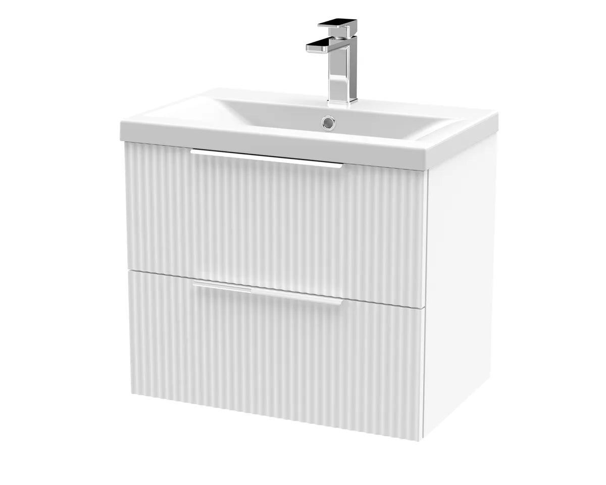 Fluted 500/600/800mm 2 Drawer Wall Hung Vanity