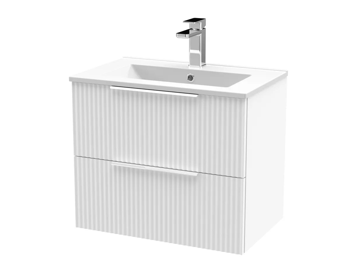 Fluted 500/600/800mm 2 Drawer Wall Hung Vanity