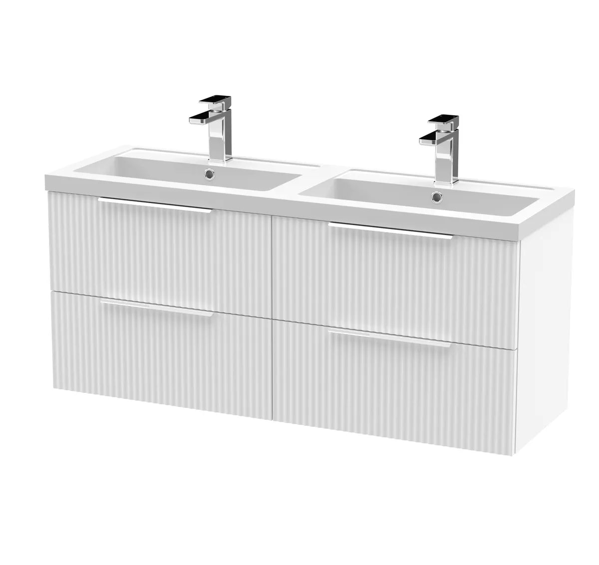 Fluted 1200mm 2/4 Drawer Wall Hung Twin Vanity