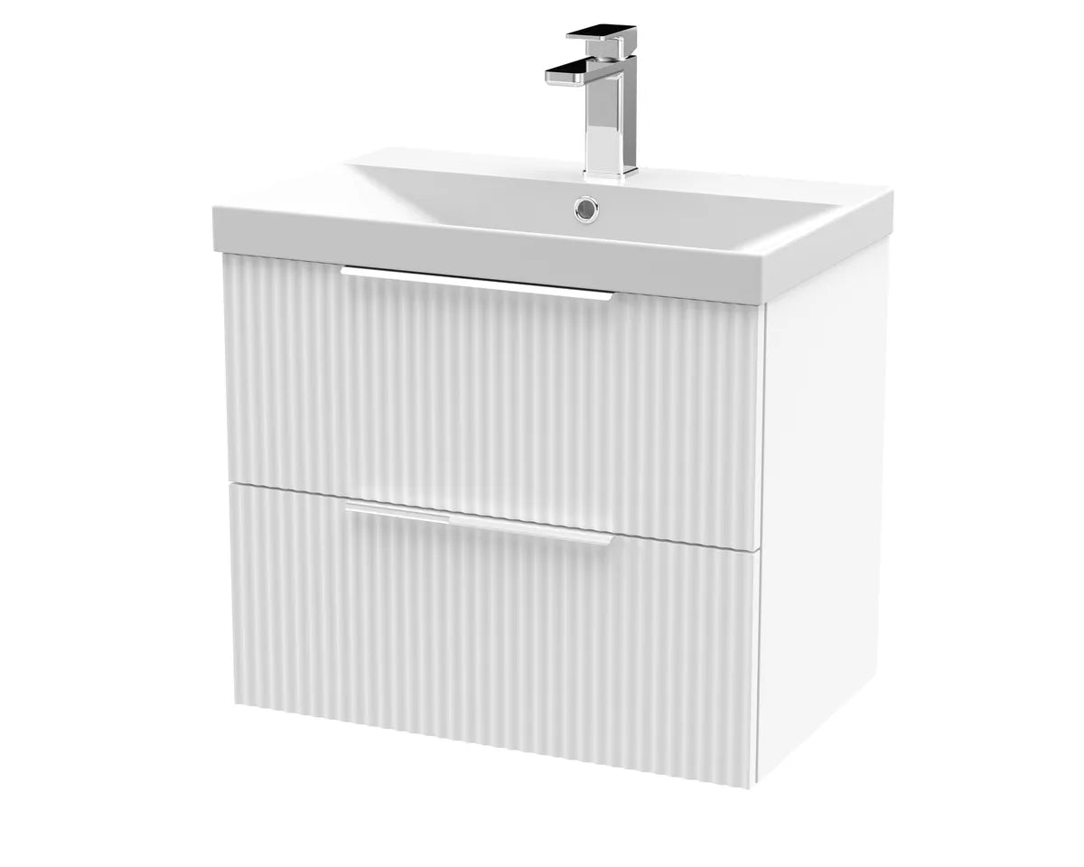 Fluted 500/600/800mm 2 Drawer Wall Hung Vanity