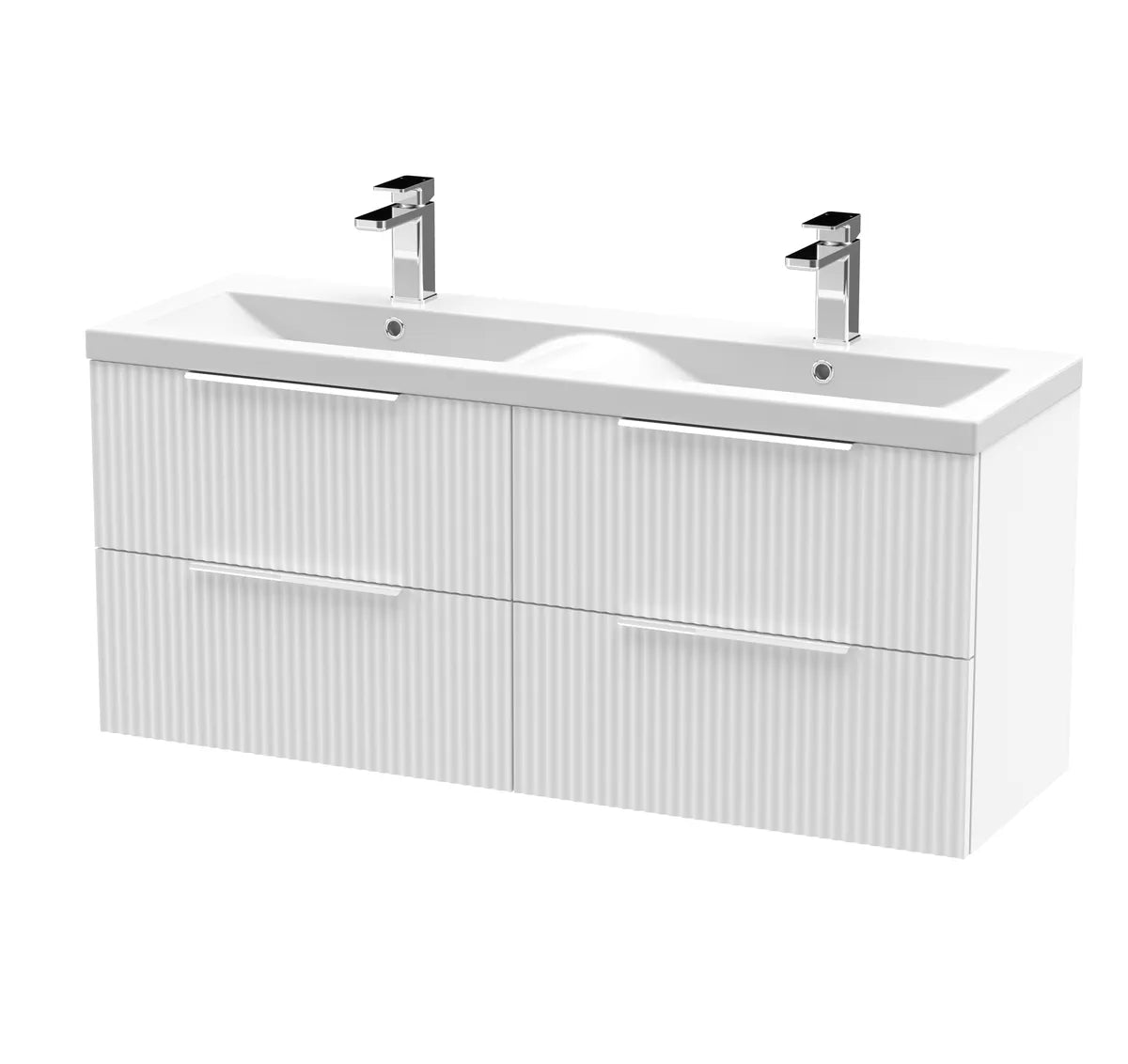 Fluted 1200mm 2/4 Drawer Wall Hung Twin Vanity