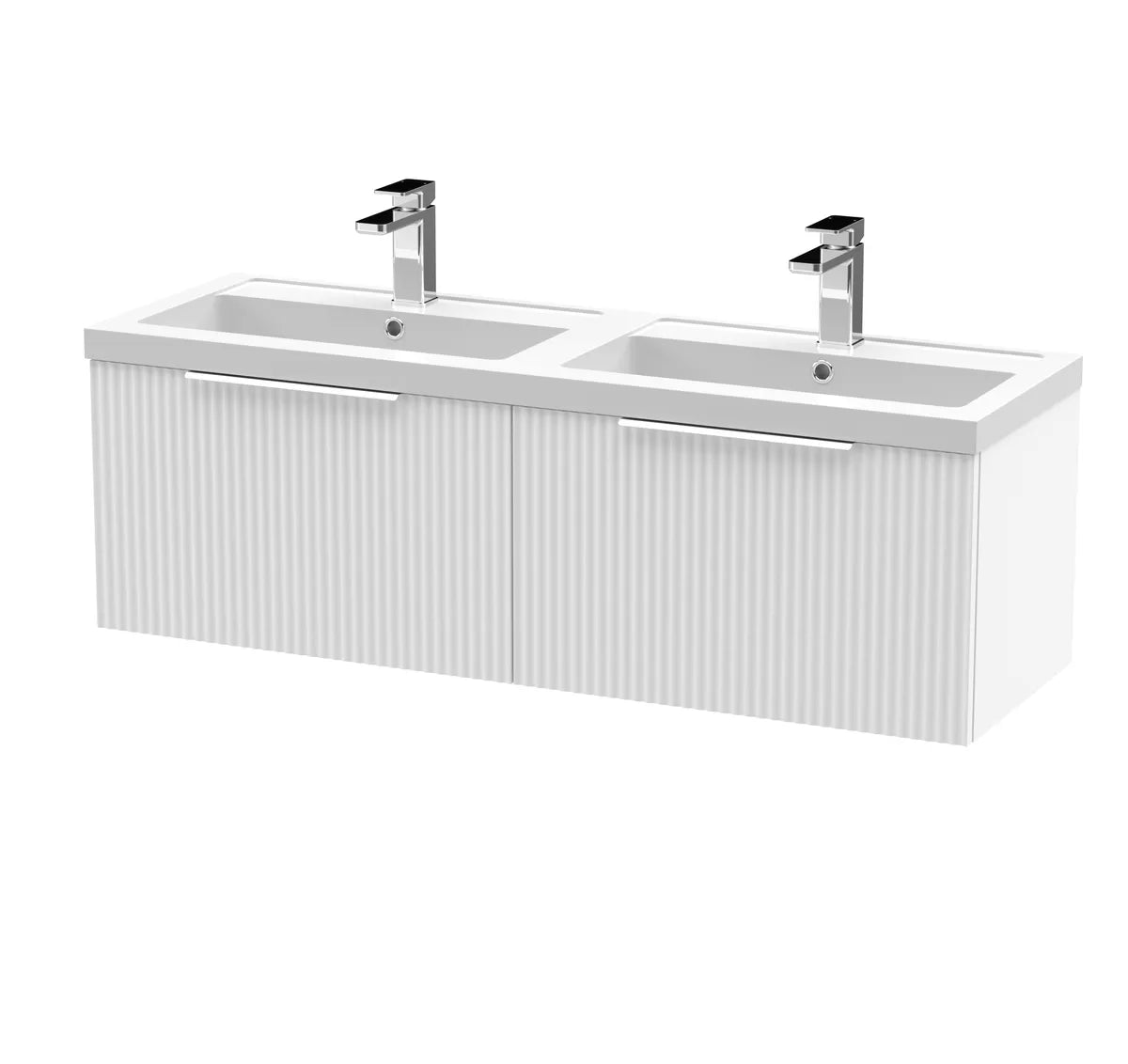 Fluted 1200mm 2/4 Drawer Wall Hung Twin Vanity