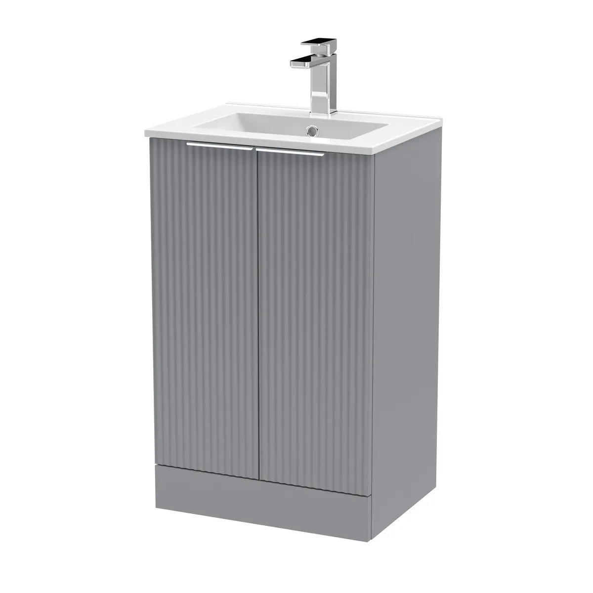 Fluted 500/600mm 2 Door floor Standing Vanity