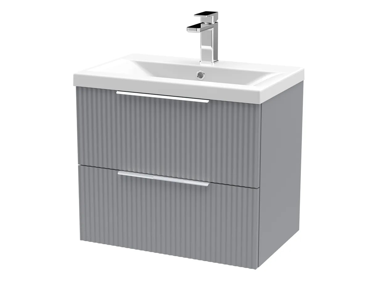 Fluted 500/600/800mm 2 Drawer Wall Hung Vanity