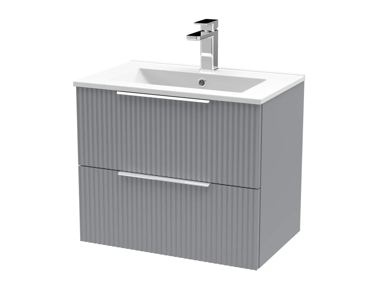 Fluted 500/600/800mm 2 Drawer Wall Hung Vanity