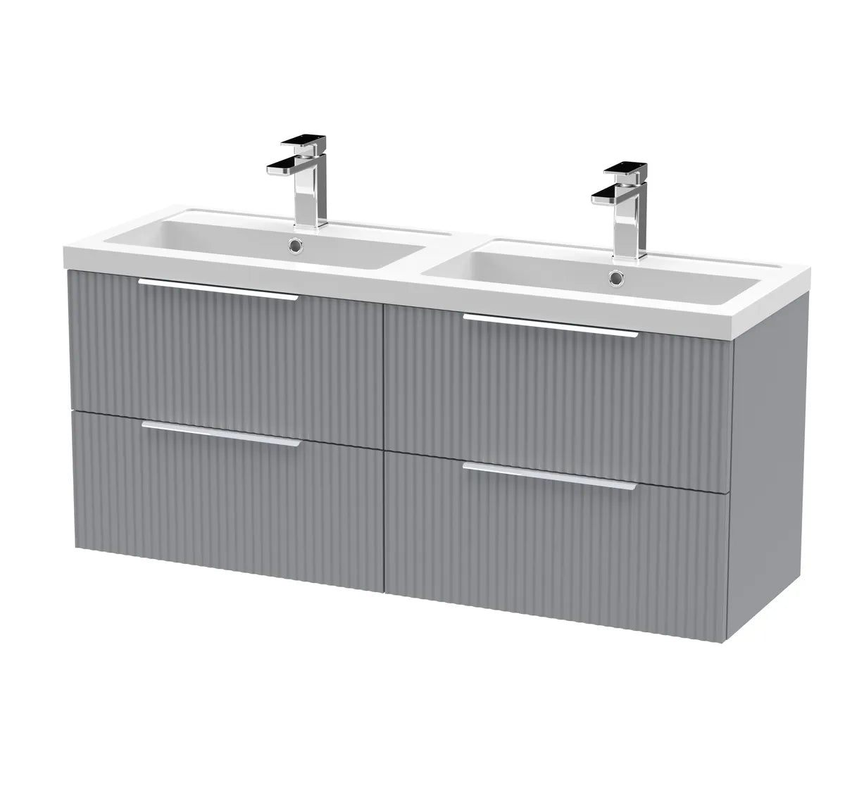 Fluted 1200mm 2/4 Drawer Wall Hung Twin Vanity