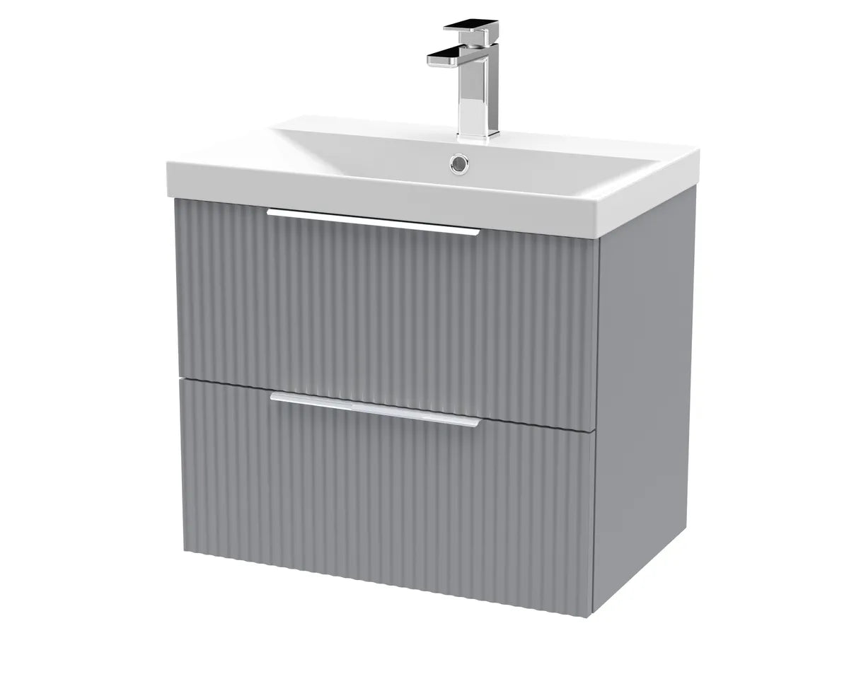 Fluted 500/600/800mm 2 Drawer Wall Hung Vanity