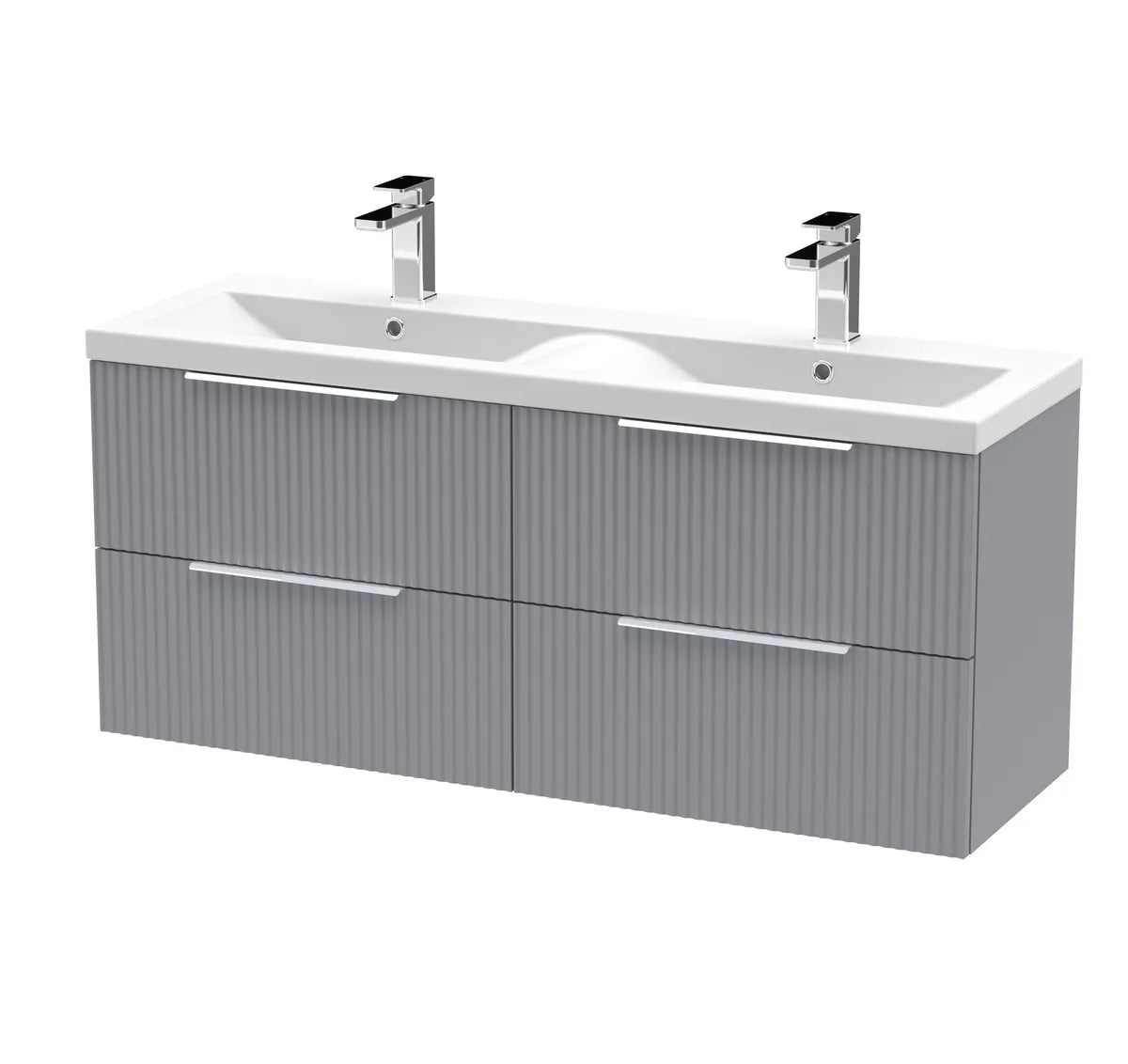 Fluted 1200mm 2/4 Drawer Wall Hung Twin Vanity