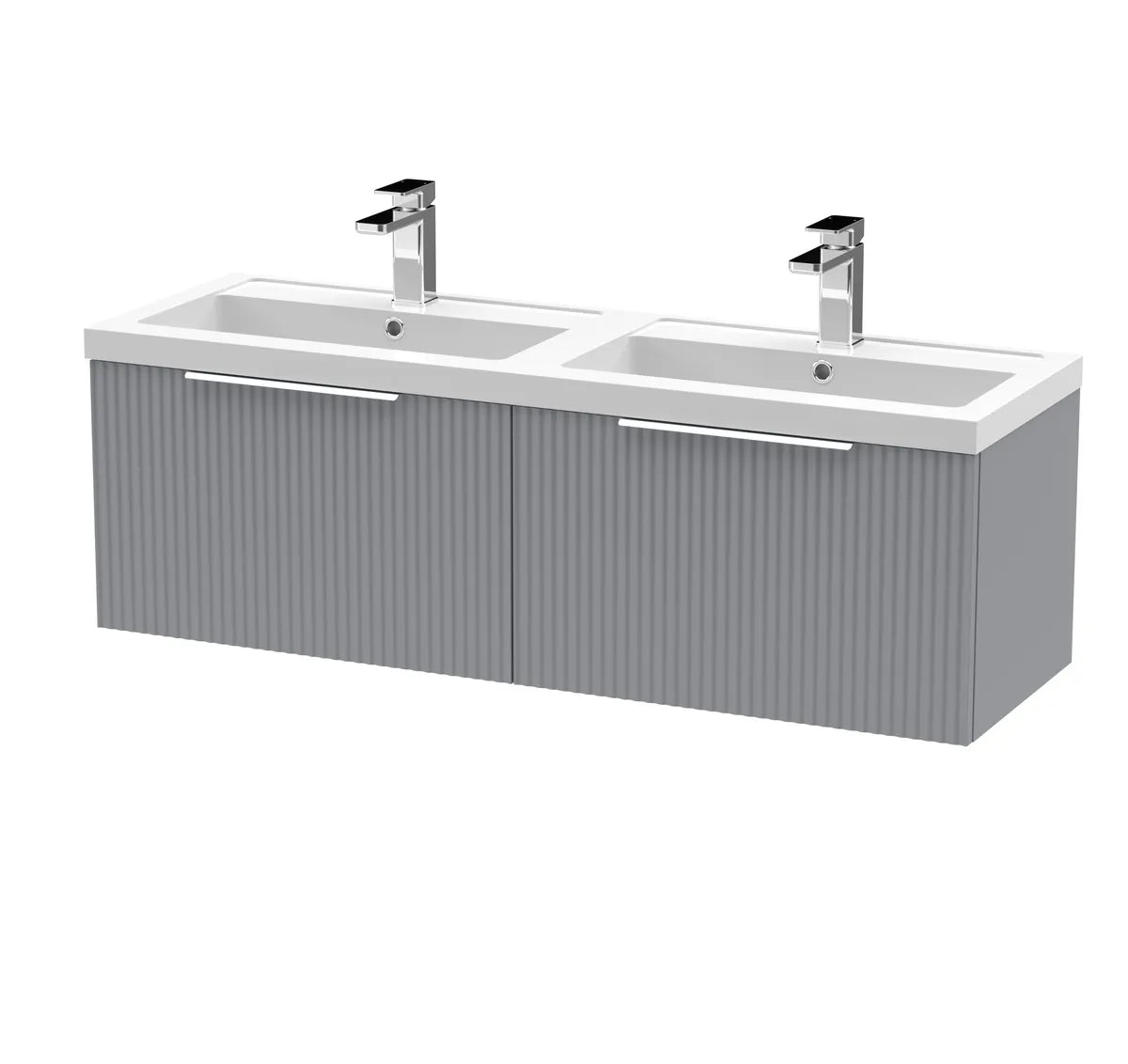 Fluted 1200mm 2/4 Drawer Wall Hung Twin Vanity