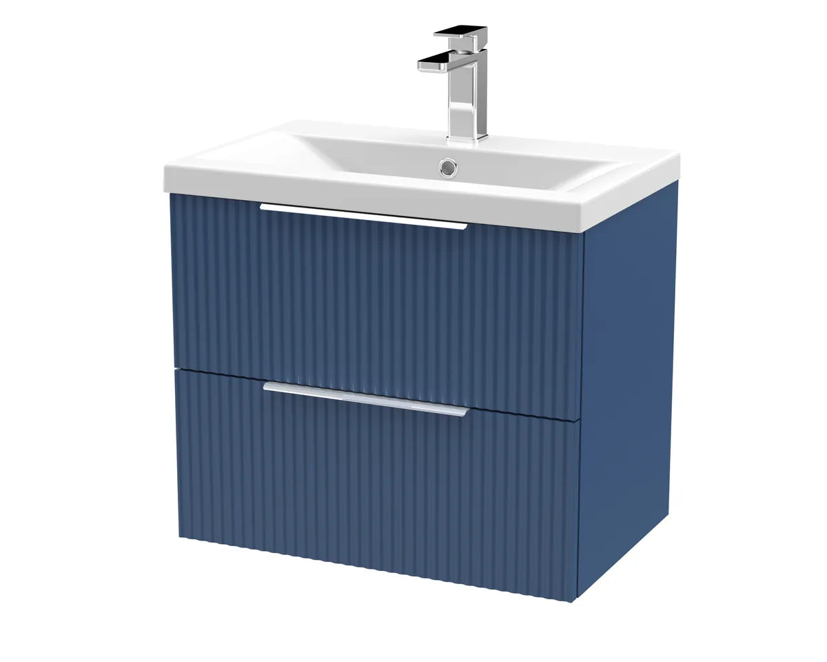 Fluted 500/600/800mm 2 Drawer Wall Hung Vanity
