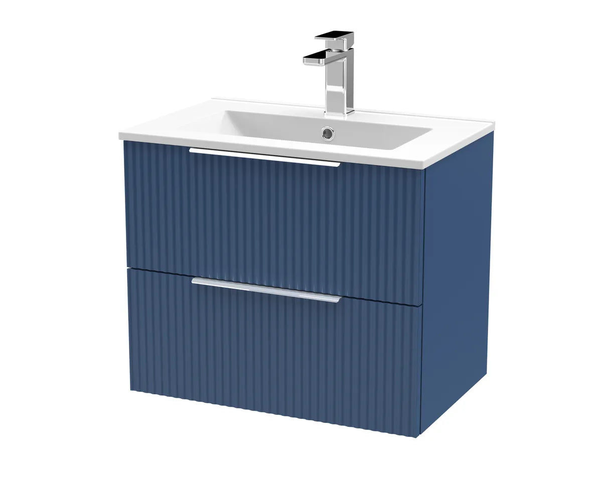 Fluted 500/600/800mm 2 Drawer Wall Hung Vanity