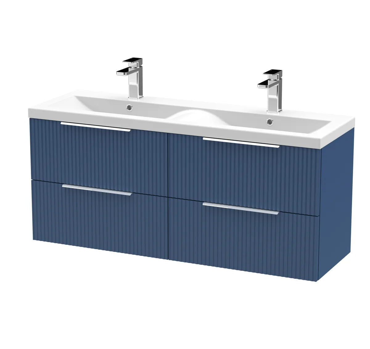 Fluted 1200mm 2/4 Drawer Wall Hung Twin Vanity