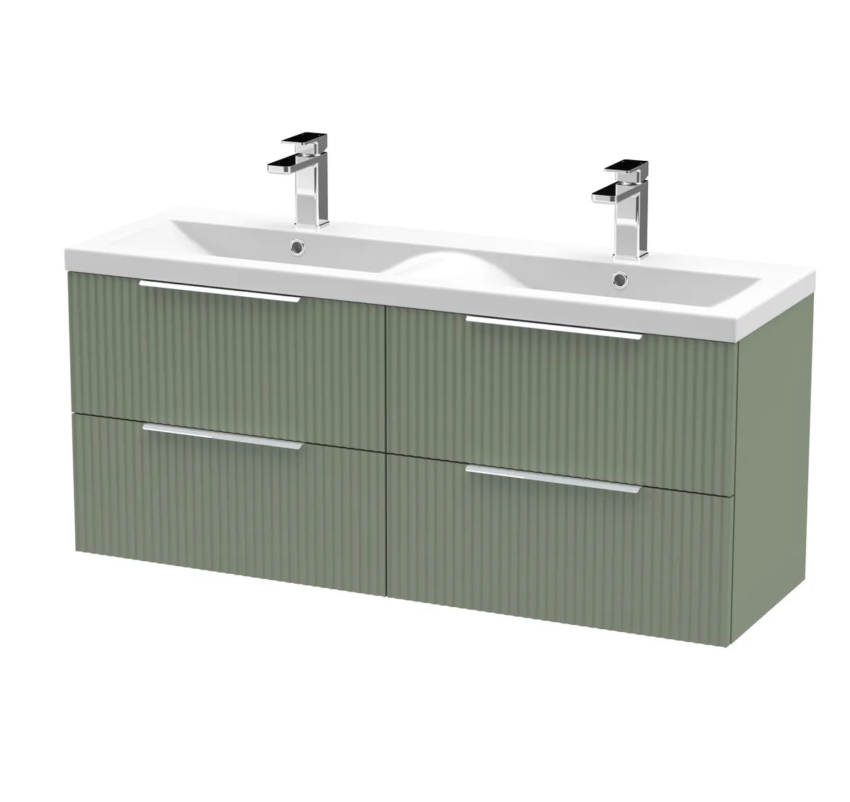 Fluted 1200mm 2/4 Drawer Wall Hung Twin Vanity