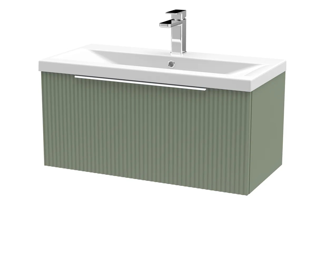 Fluted 500/600/800mm 2 Drawer Wall Hung Vanity