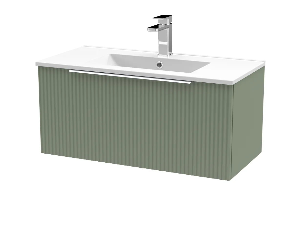 Fluted 500/600/800mm 2 Drawer Wall Hung Vanity