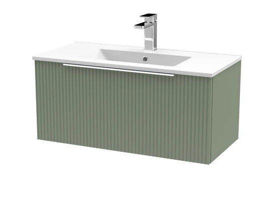 Fluted 500/600/800mm 2 Drawer Wall Hung Vanity
