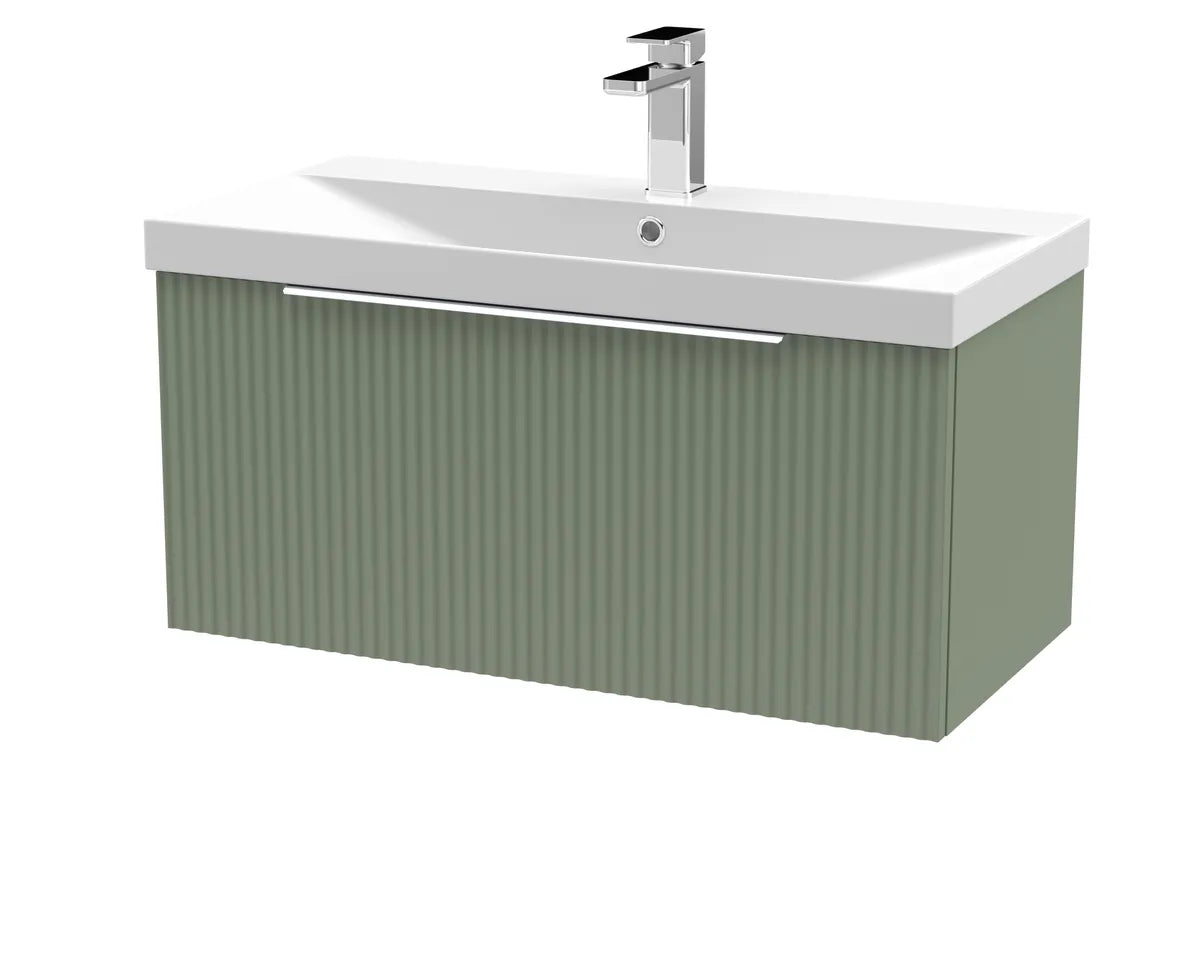 Fluted 500/600/800mm 2 Drawer Wall Hung Vanity