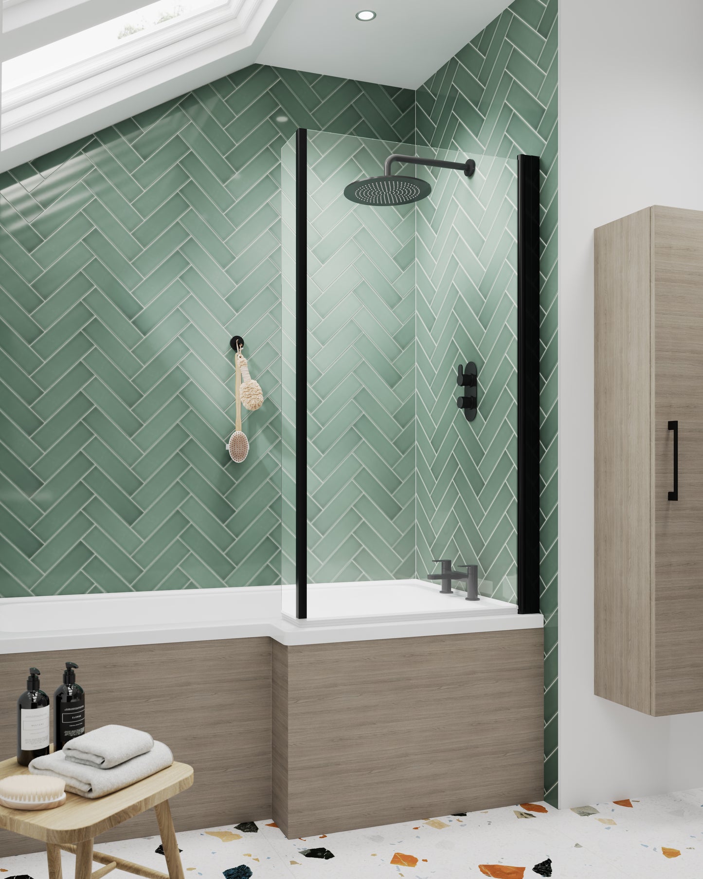 Nuie Black 6mm Bath screens