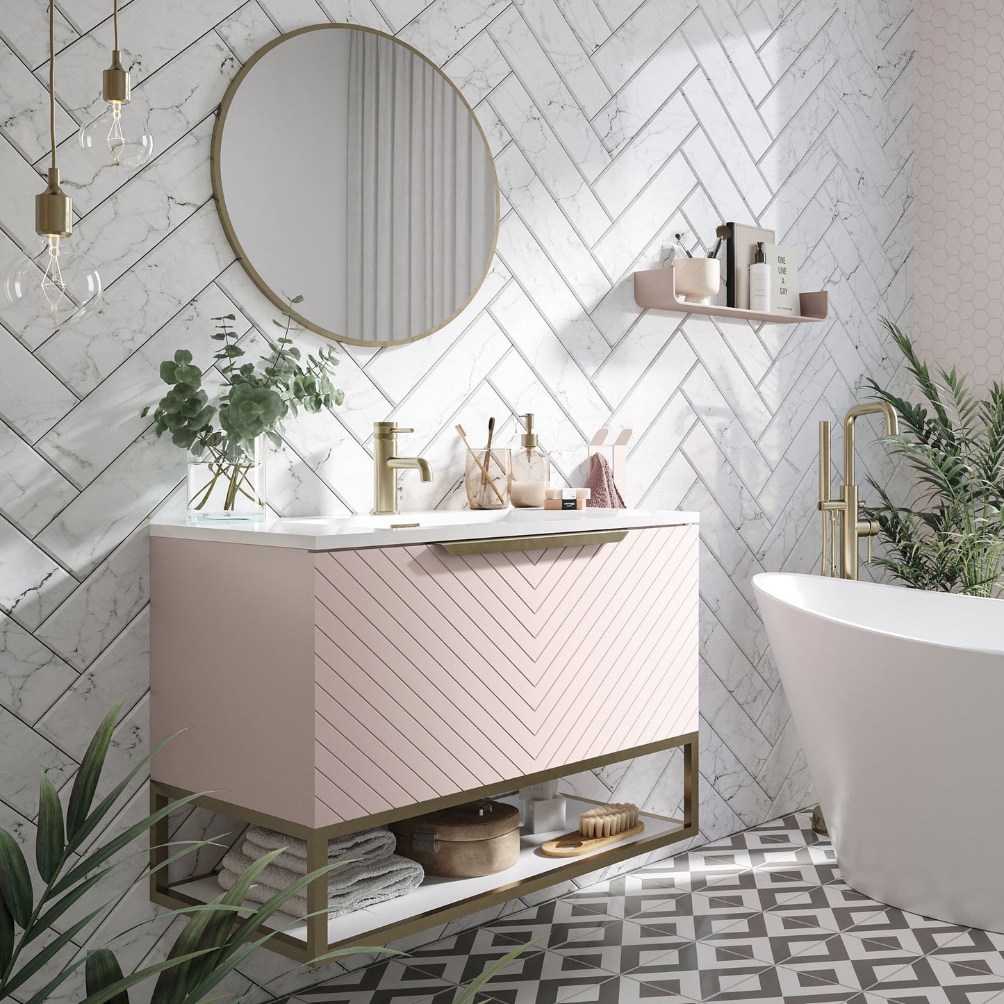 Scudo Macie LED Mirror Brushed Brass 600 x 600