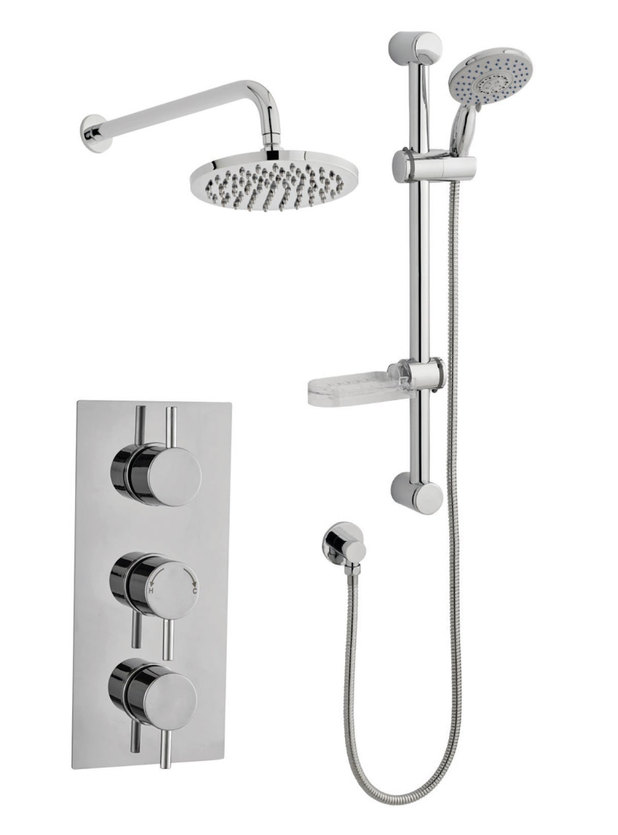 Plan Options 5 Triple Thermostatic Concealed Shower with Adjustable Slide Rail Kit and Overhead Drencher