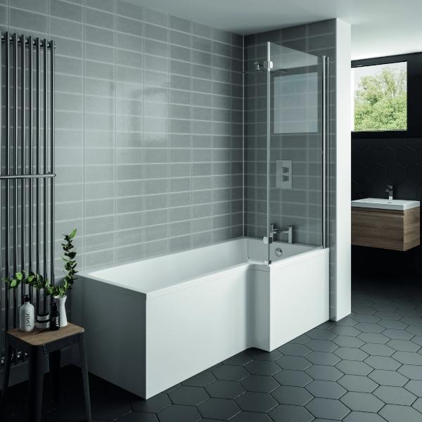 Elite L Shower Bath, Glass Screen & Front Panel