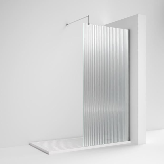 Nuie FLUTED Chrome Wetroom Screen 8mm