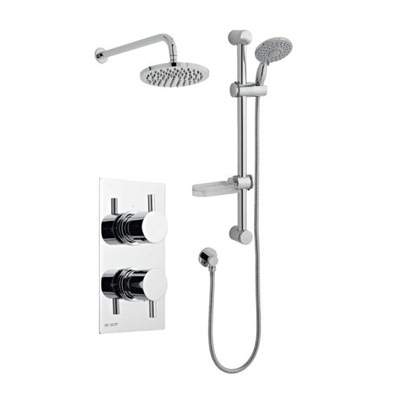 Plan Option 3 Thermostatic Concealed Shower with Adjustable Slide Rail Kit and Overhead Drencher