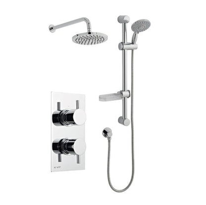 K Vit Plan Option 3 Thermostatic Concealed Shower with Adjustable Slide Rail Kit and Overhead Drencher