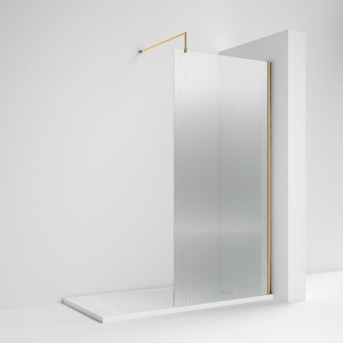 Nuie FLUTED Brass Wetroom Screen 8mm