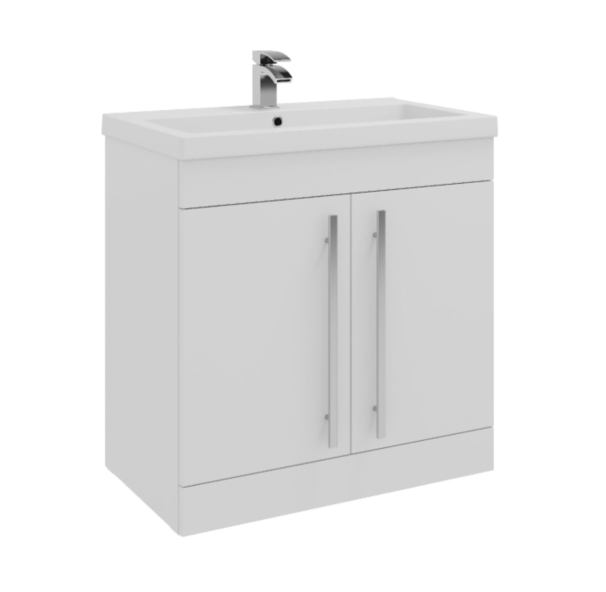 Purity 800mm Floor Standing 2 Door Unit & Mid Depth Ceramic Basin - White