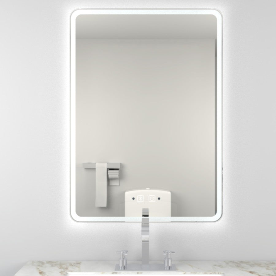 Optima 700x500mm Bluetooth LED Mirror • Infared on/off • Seperate sensor on/off • Demister pad • Bluetooth speaker • Charging socket for shaver or Toothbrush